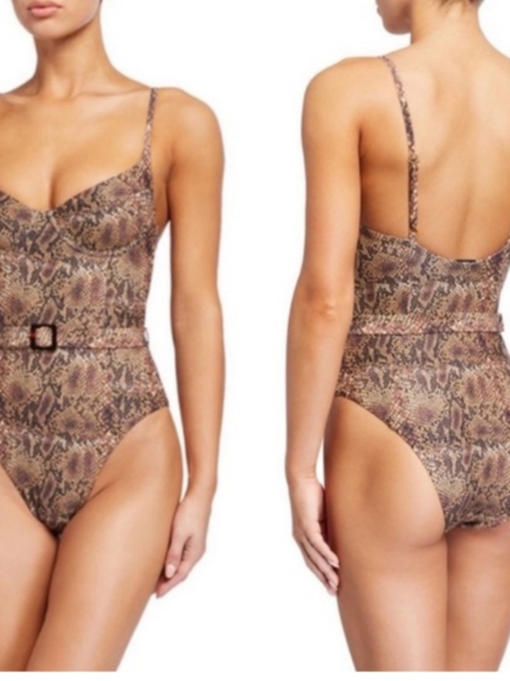 We wore what Snakeskin Print One-Piece Swimsuit with Belt